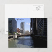 Downtown Chicago by River Postkarte (Vorne/Hinten)