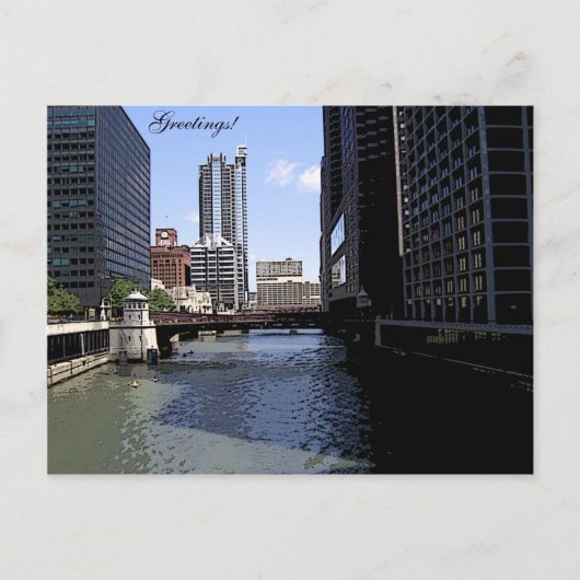 Downtown Chicago by River Postkarte (Vorderseite)