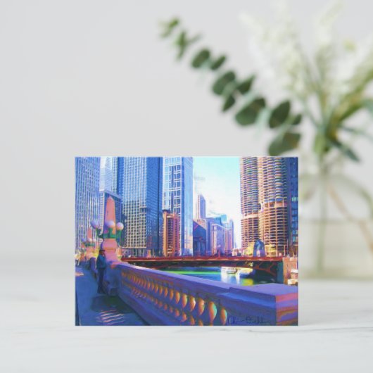 Downtown Chicago Postkarte (Stehend Vorderseite)