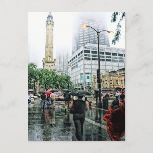 Downtown Chicago Rainy Day Postcard Postkarte (Vorderseite)