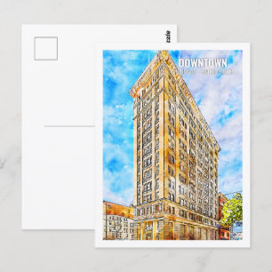 Downtown Cincinnati berühmter Reiseort Wasserfarbe Postkarte