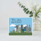 Downtown City Skyline Change Address Postcard Ankündigungspostkarte (Stehend Vorderseite)