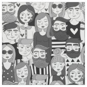 Downtown Crowd Faces Gray ID494 Stoff (Muster)