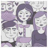 Downtown Crowd Faces Lila ID494 Stoff (Nahaufnahme)