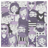 Downtown Crowd Faces Lila ID494 Stoff (Muster)