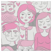 Downtown Crowd Faces Pink ID494 Stoff (Nahaufnahme)