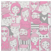 Downtown Crowd Faces Pink ID494 Stoff (Muster)