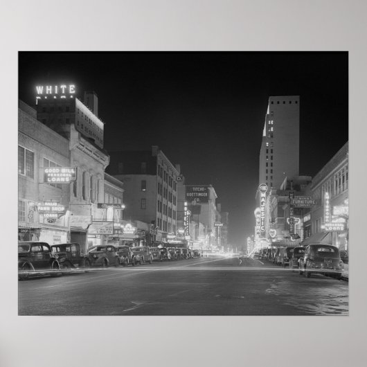 Downtown Dallas at Night, 1942. Vintages Foto Poster (Vorne)