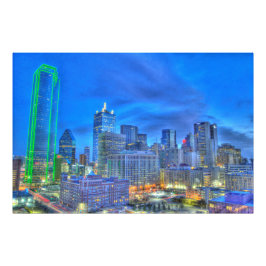 Downtown Dallas in der Nacht Fotodruck