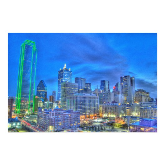 Downtown Dallas in der Nacht Fotodruck (Vorne)