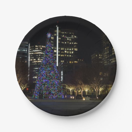 Downtown Dallas Weihnachten Pappteller (Vorderseite)
