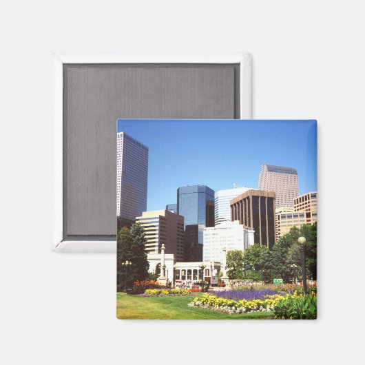 Downtown Denver Souvenir Magnet (Vorderseite/Rückseite)