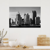 Downtown Detroit B/W Poster (Küche)