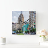 Downtown Detroit Wall Clock Quadratische Wanduhr (Zuhause)