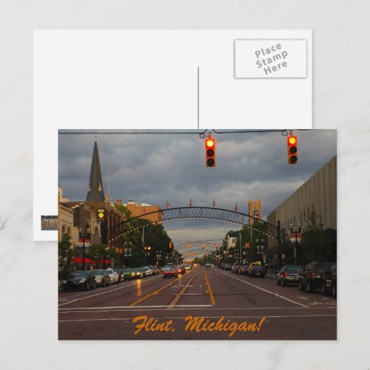 Downtown Flint, Michigan Postkarte (Vorne/Hinten)