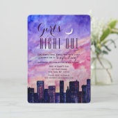 Downtown Girl's Night Out bei Sunset Einladung (Stehend Vorderseite)