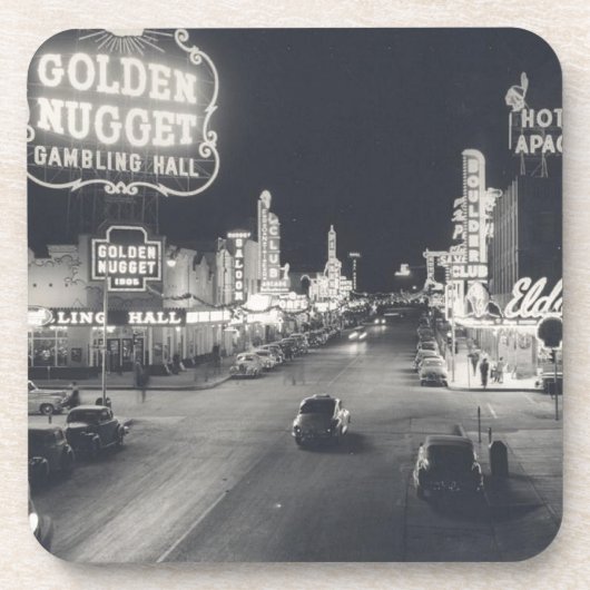 Downtown Las Vegas Retro Untersetzer (Vorderseite)