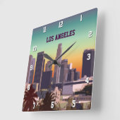 Downtown Los Angeles, CA Quadratische Wanduhr (Winkel)