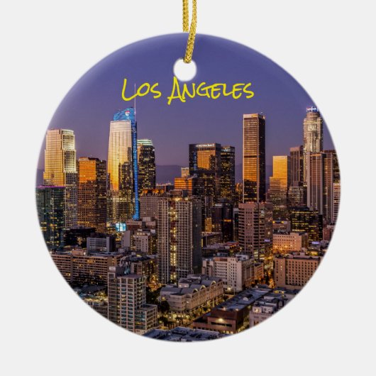 Downtown Los Angeles Skyline at Dusk Keramik Ornament (Vorne)