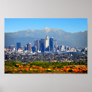 Downtown Los Angeles und San Gabriel Mountains Poster