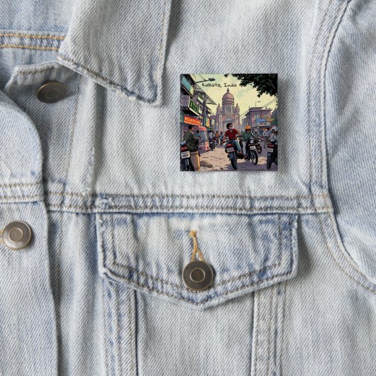 Downtown Motor Bikes in Kalkutta, Indien Button (Beispiel)