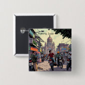 Downtown Motor Bikes in Kalkutta, Indien Button (Vorne & Hinten)