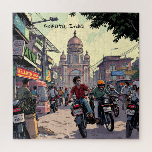 Downtown Motor Bikes in Kalkutta, Indien Puzzle
