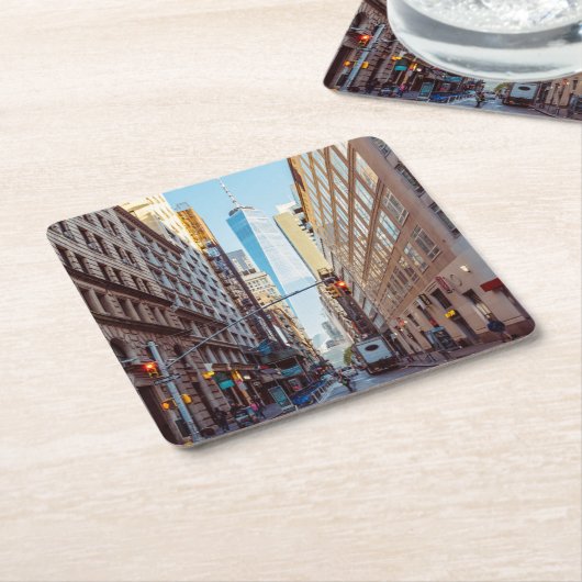 Downtown New York View World Trade Center Rechteckiger Pappuntersetzer (angewinkelt)