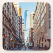 Downtown New York View World Trade Center Rechteckiger Pappuntersetzer (Vorderseite)