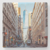 Downtown New York View World Trade Center Steinuntersetzer (Vorderseite)