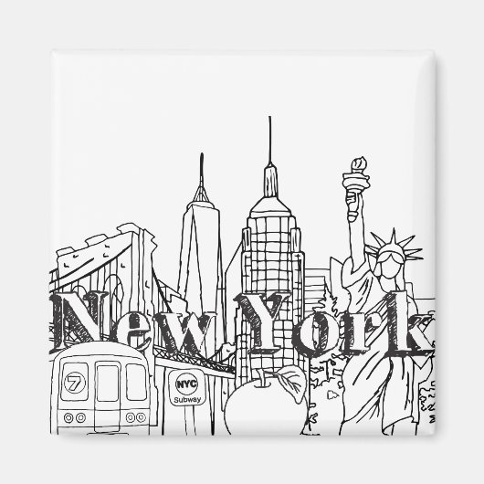 Downtown NYE New York Vacation Souvenirs NYC Gesch Magnet (Vorne)