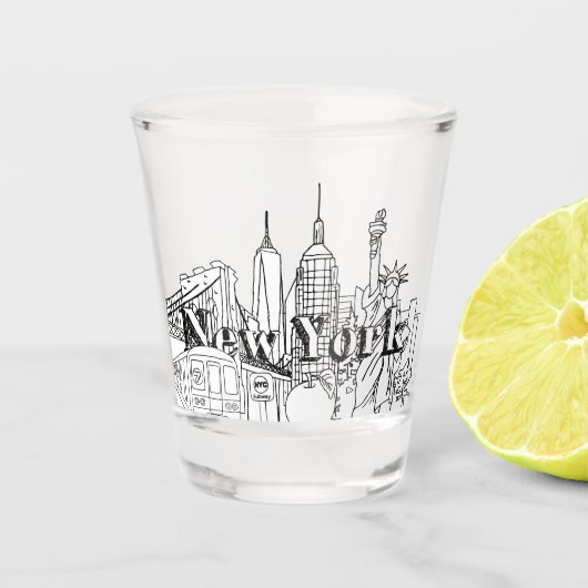 Downtown NYE New York Vacation Souvenirs NYC Gesch Schnapsglas (Vorderseite)