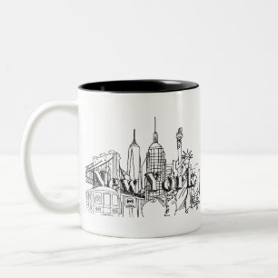 Downtown NYE New York Vacation Souvenirs NYC Gesch Zweifarbige Tasse