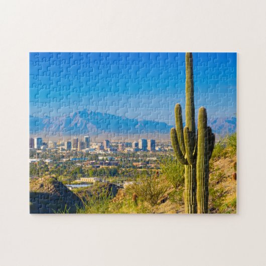 Downtown Phoenix Skyline Ästhetische Sonnenunterga Puzzle (Horizontal)