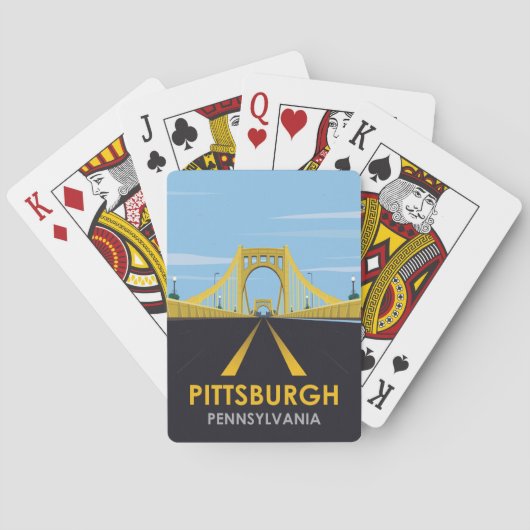 Downtown Pittsburgh, PA Bridge Vintage Travel Spielkarten (Rückseite)