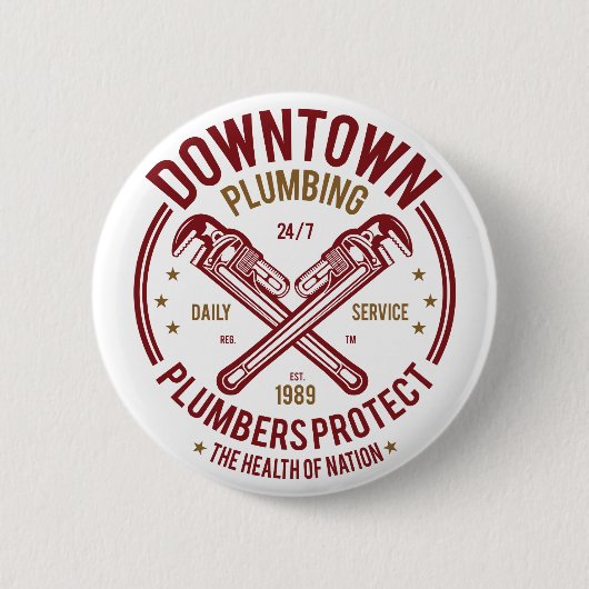 Downtown Plumbing Daily Service 24/7 Klempner Button (Vorderseite)