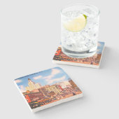 Downtown Providence, RI Vintages Foto Steinuntersetzer (Seitenansicht)