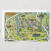 Downtown San Antonio Cartoon Karte (Vorne/Hinten)