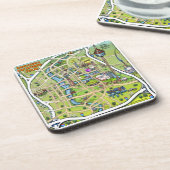 Downtown San Antonio Cartoon Karte Getränkeuntersetzer (Linke Seite)