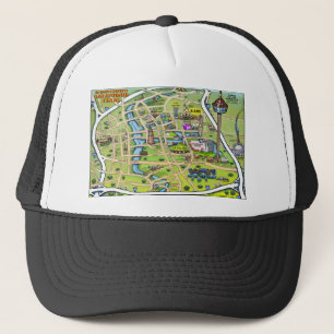 Downtown San Antonio Cartoon Karte Truckerkappe