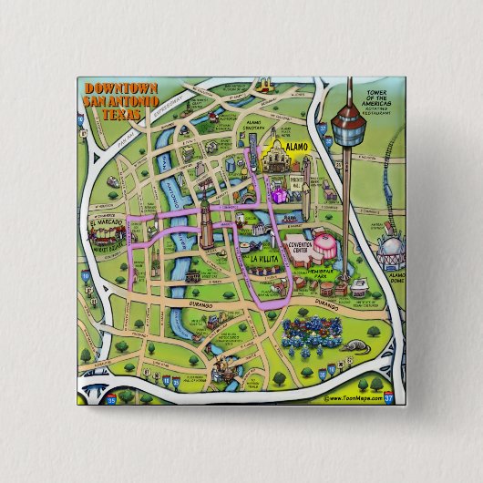 Downtown San Antonio Texas Button (Vorderseite)