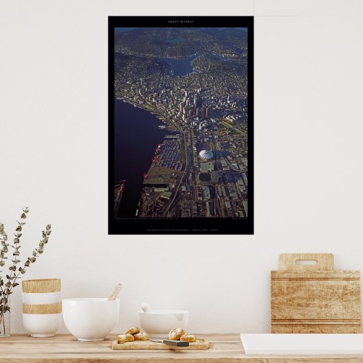 Downtown Seattle at Sunset With Kingdome, 1999 Poster (Küche)