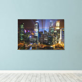 Downtown Singapur Stadt am Abend Leinwanddruck (Insitu (Holzboden))