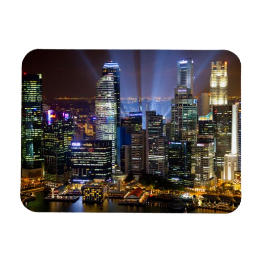 Downtown Singapur Stadt am Abend Magnet (Horizontal)