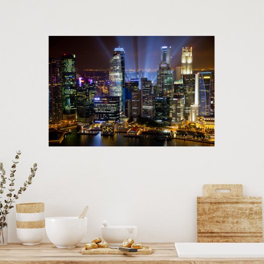 Downtown Singapur Stadt am Abend Poster (Küche)