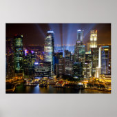 Downtown Singapur Stadt am Abend Poster (Vorne)