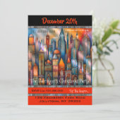 Downtown SnowyKnight Weihnachtsfeier Party Einladu Einladung (Stehend Vorderseite)