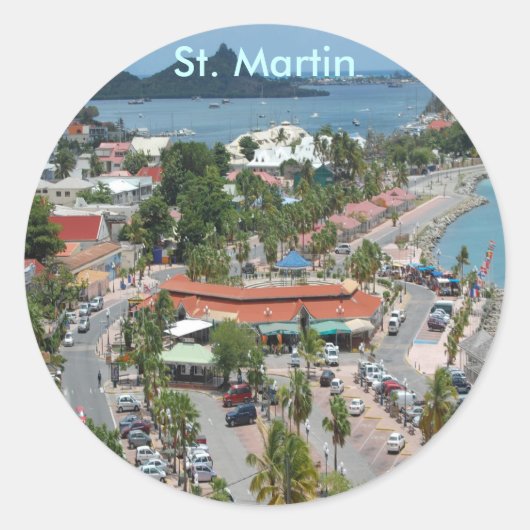 Downtown St. Martin Runder Aufkleber (Vorderseite)