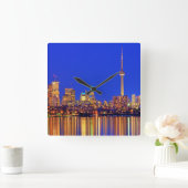 Downtown Toronto skyline at night Quadratische Wanduhr (Zuhause)