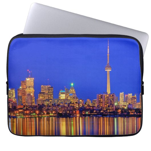 Downtown Toronto Skyline nachts Laptopschutzhülle (Vorderseite)